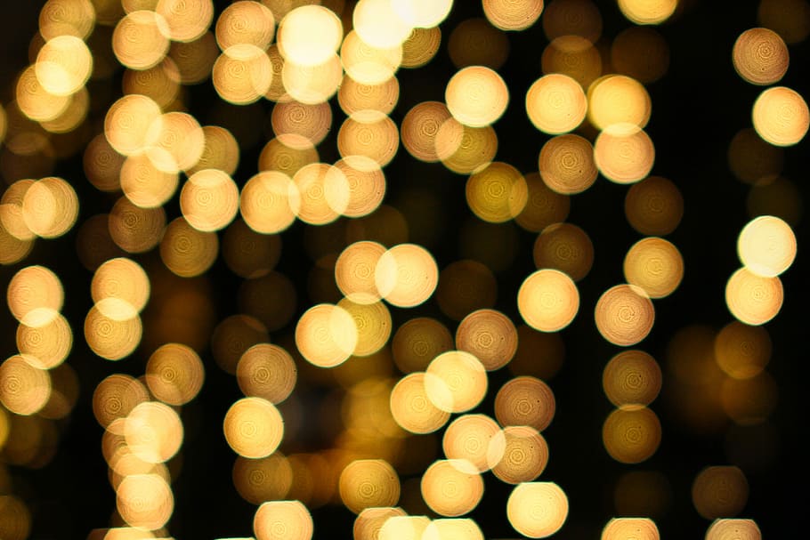 bokeh photography of yellow lights, brown bokeh photography, night HD wallpaper