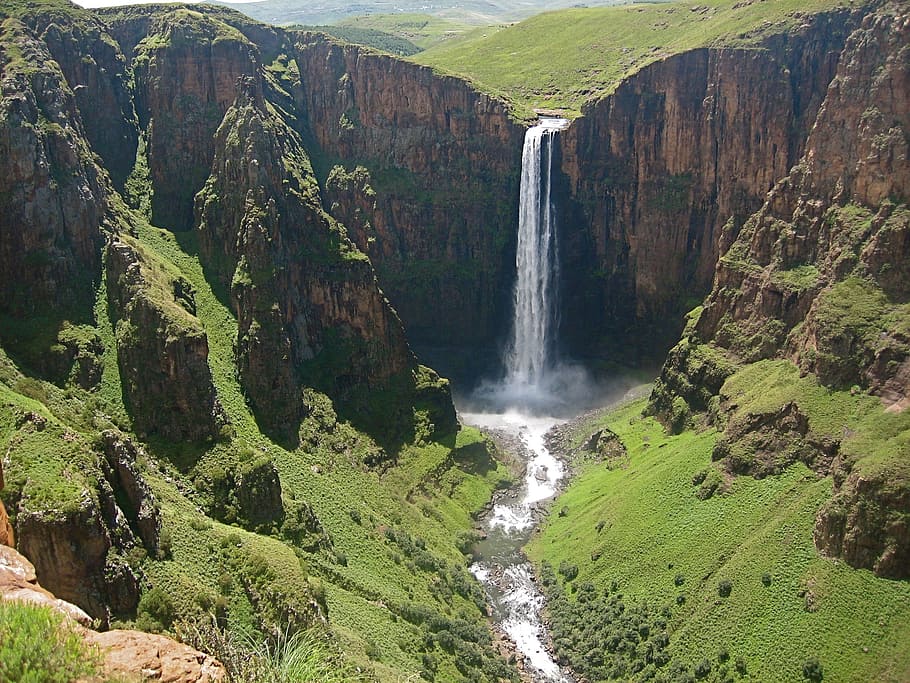 Maletsunyane Falls 1080P 2K 4K 5K HD  S Free Download   Waterfall Maletsunyane Falls Plunge Scenic 