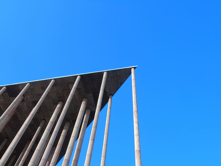 roof, post, building, structure, construction, perspective HD wallpaper