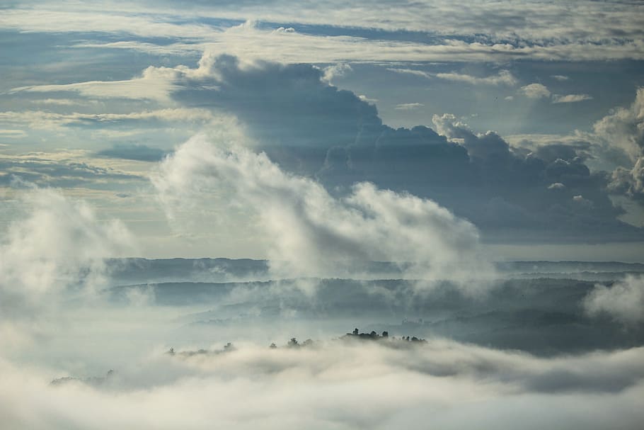 high-ground photo of white clouds, sky, sky clouds, blue sky clouds HD wallpaper