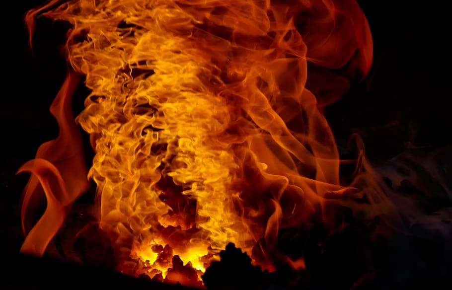 fire, flame, flare-up, burn, smoke, hot, heat, forge, brand HD wallpaper