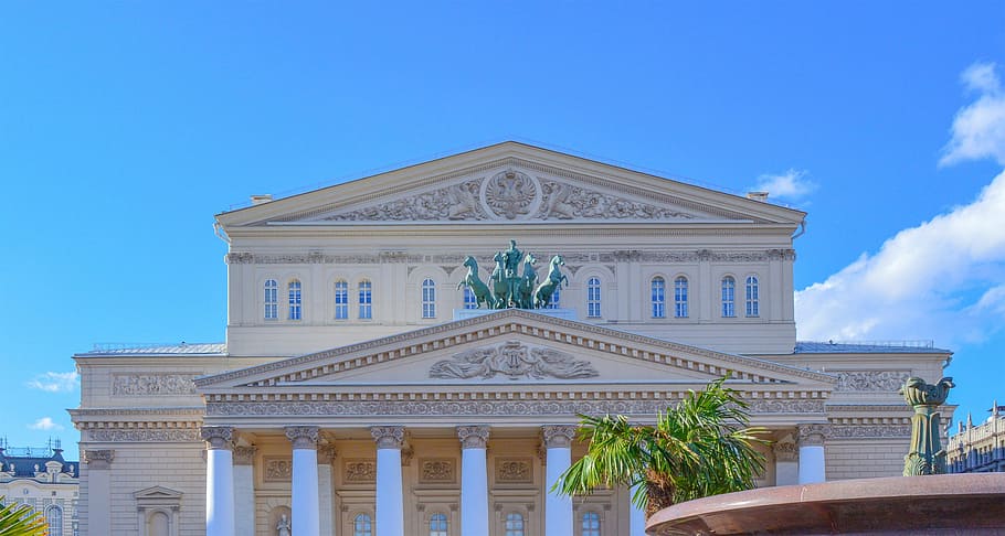 bolshoi theatre, the façade of the, culture, russia, ballet, HD wallpaper