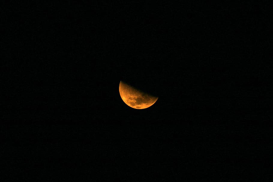 half moon, photo, dark, night, space, astronomy, space exploration HD wallpaper