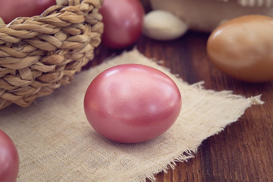 red egg on white textile, easter egg, colored, colored egg HD wallpaper