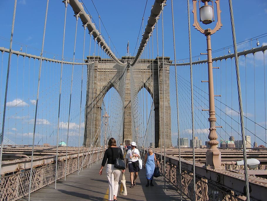 brooklyn, ny, walkers, bridge, bridge - man made structure HD wallpaper