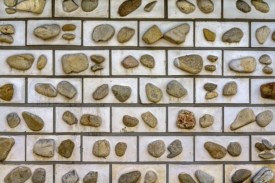 assorted-shape gray stone lot on white surface, wall, damme HD wallpaper