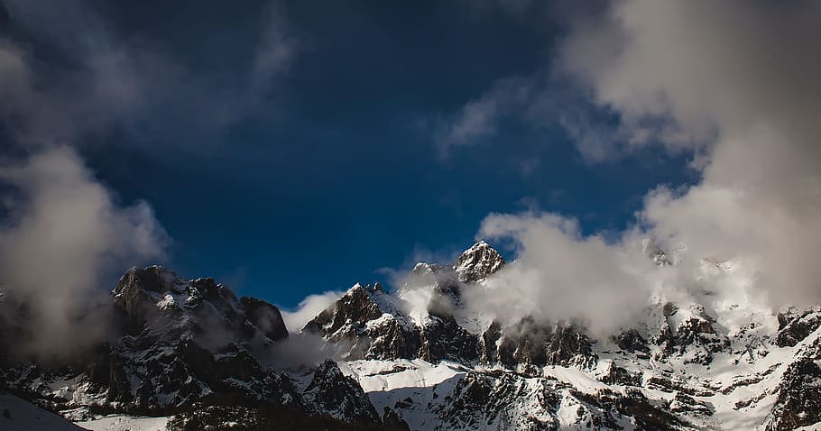 white and brown mountains during daytime, spain, snow, winter HD wallpaper
