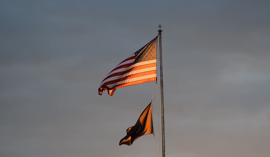 sky, dom, outdoors, wind, sun, flag, patriotism, nature, low angle view HD wallpaper