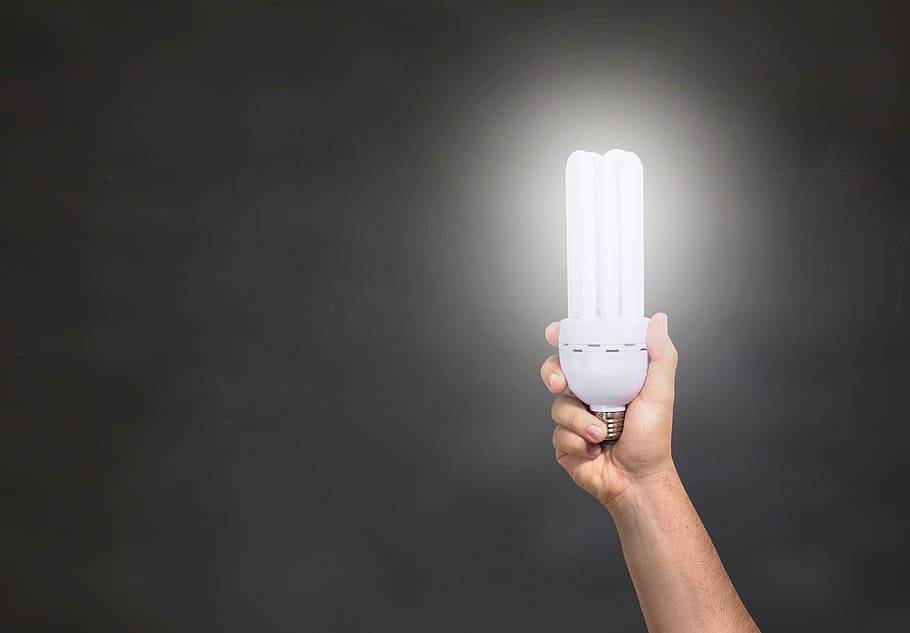 person holding light bulb, lamp, hand, idea, lights, darkness, HD wallpaper