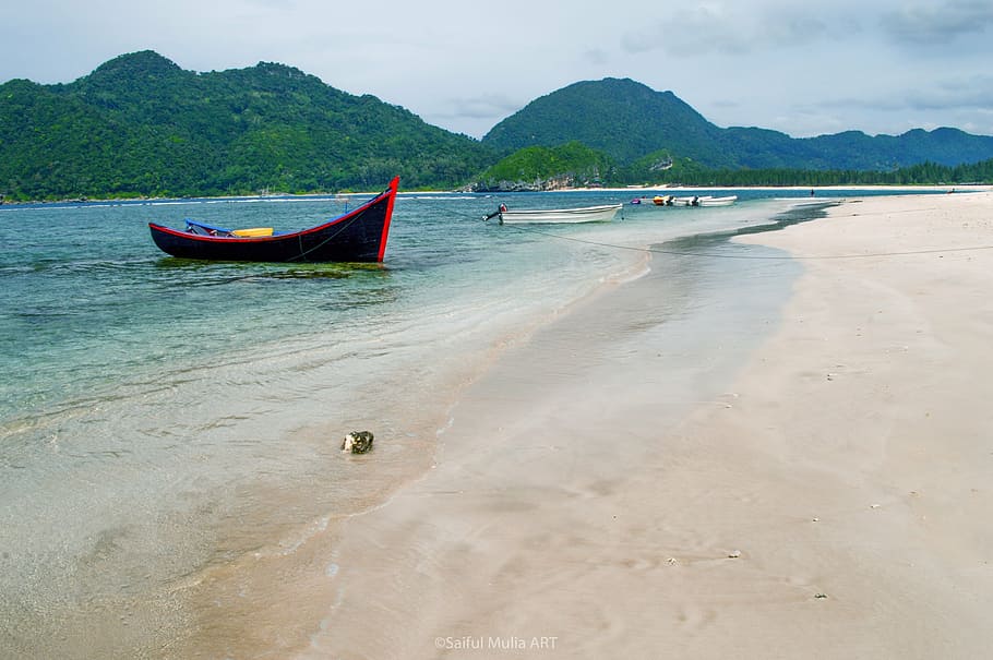 beach, peace, boat, aceh, lampuek, asia, water, nautical vessel HD wallpaper