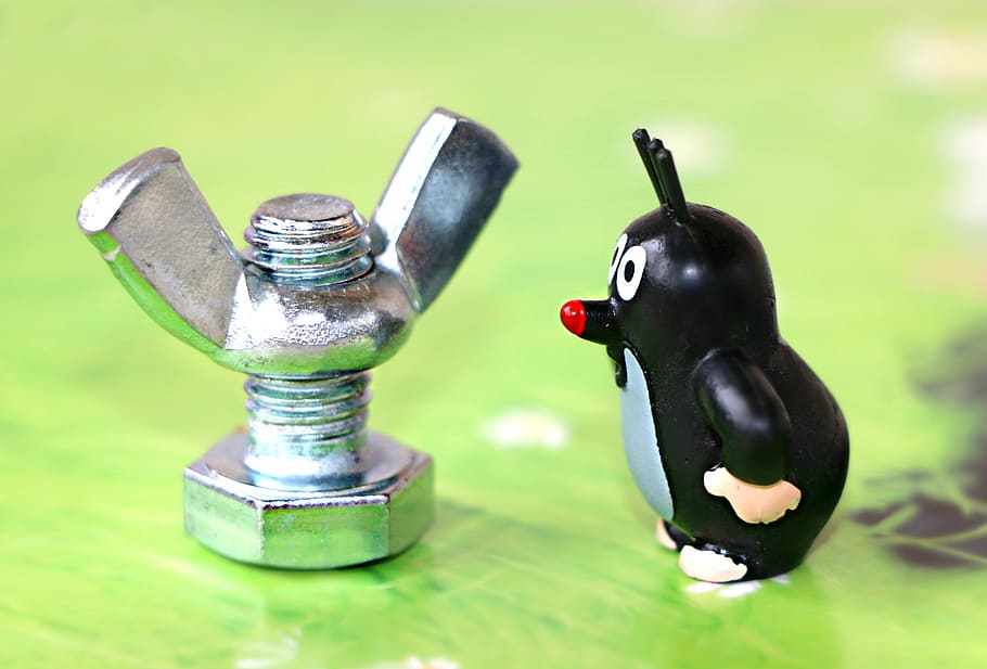 mole, bolt, nut, fasteners, thread, screw, find, cartoon, construction HD wallpaper