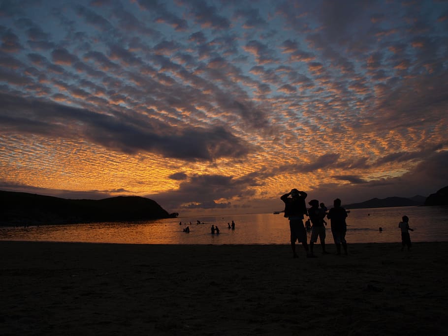 sunset, beach, clouds, twilight, marin, sand, evening, landscape HD wallpaper