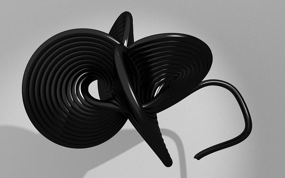 licorice, kringel, mathematics, black, grey, fractal, 3d, rendering HD wallpaper