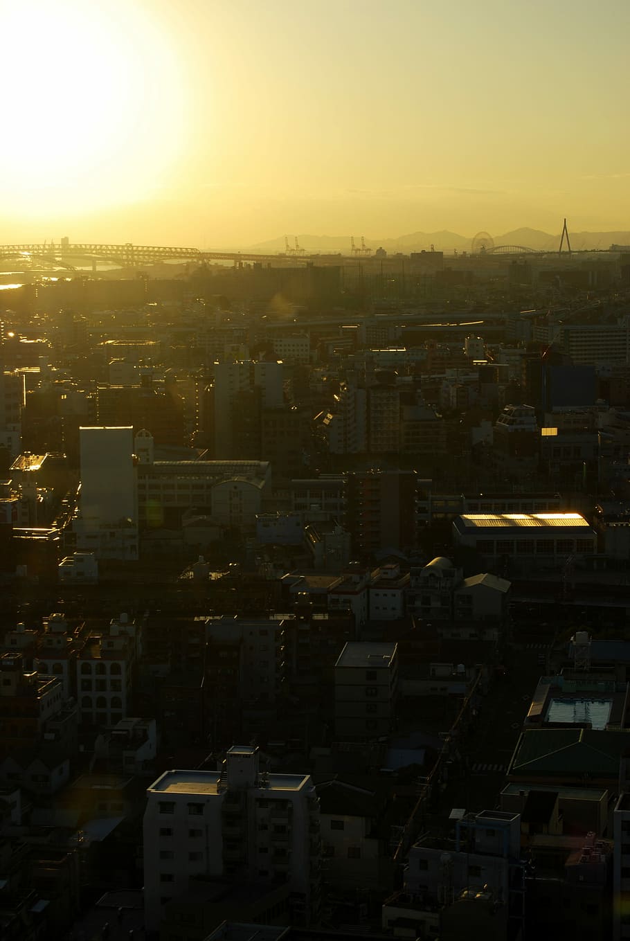 Osaka, Evening, View, City, evening view, sunset, light, no people HD wallpaper