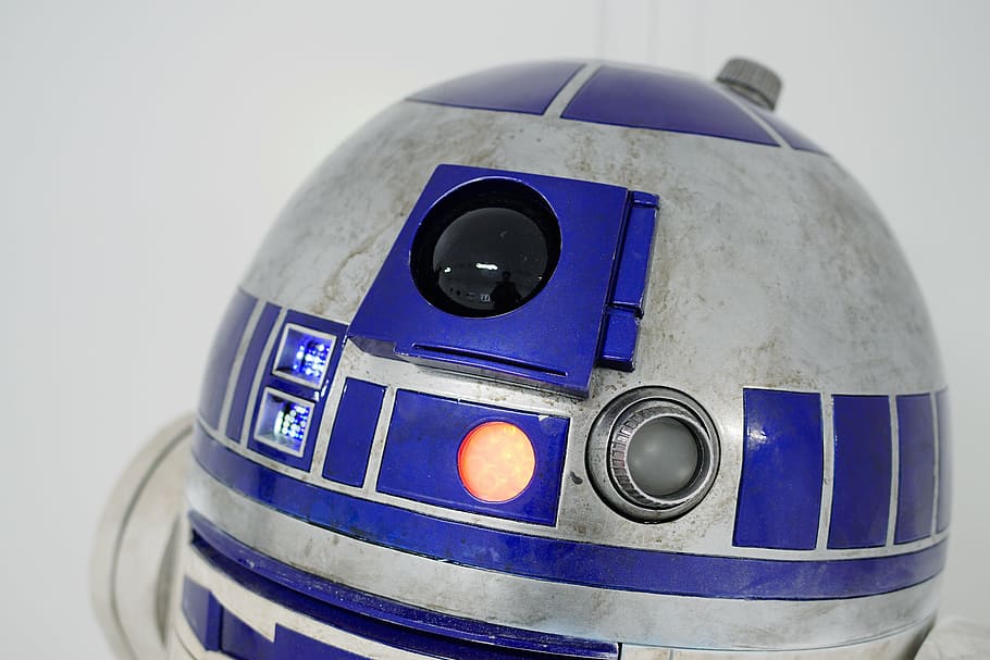 Star Wars R2-D2, movies, log support, r2d2, no people, white background