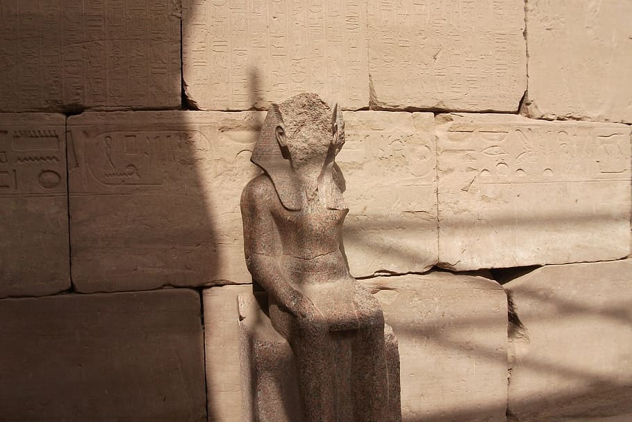 egypt, statue, bust, temple complex, monument, deity, old, head HD wallpaper