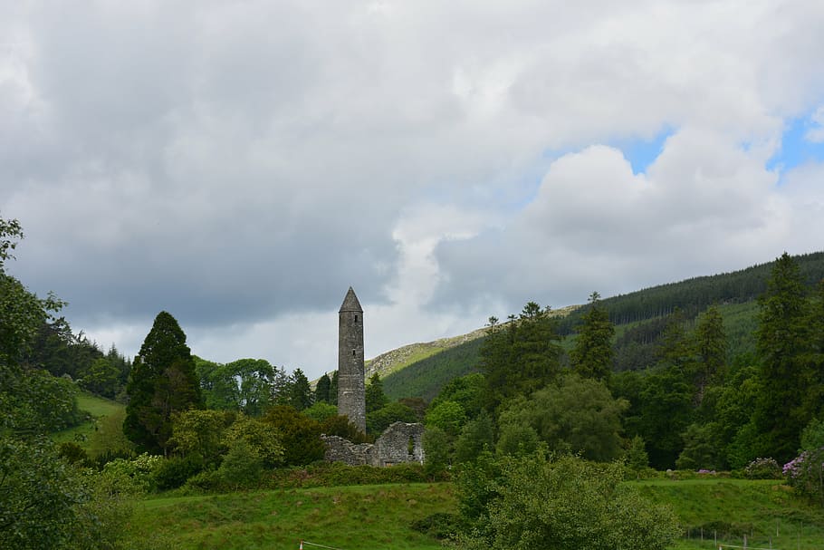 glendalough, church, middle ages, ireland, architecture, plant
