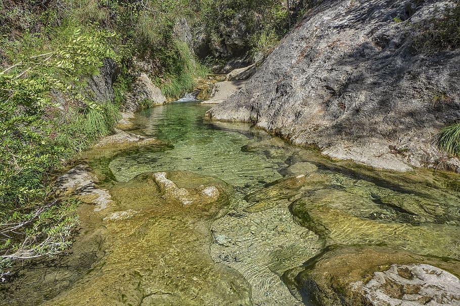 river, nature, landscape, brook, tranquility, rock, beauty in nature HD wallpaper