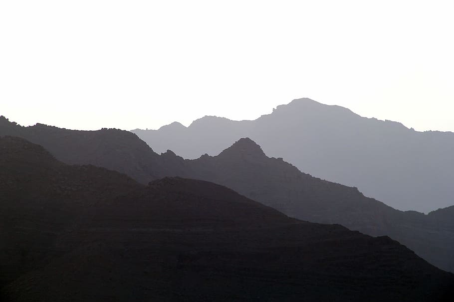 silhouette of mountains, range, haze, mist, view, three, landscape HD wallpaper