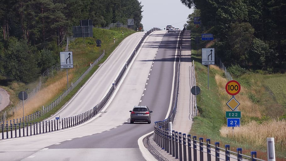sweden, road, e 45, värmland, forest, transportation, mode of transportation, HD wallpaper