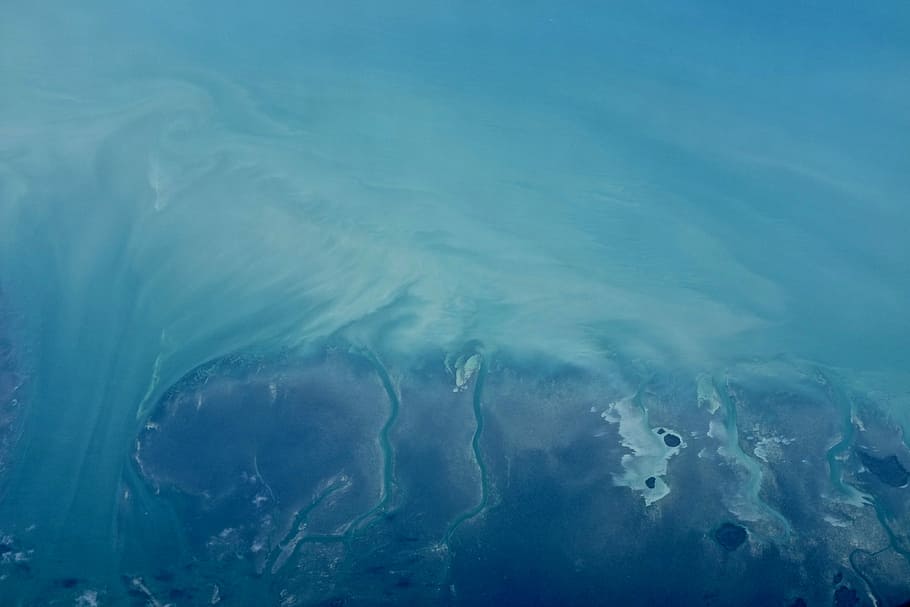 white abstract painting, aerial view, landscape, cloud, ocean HD wallpaper