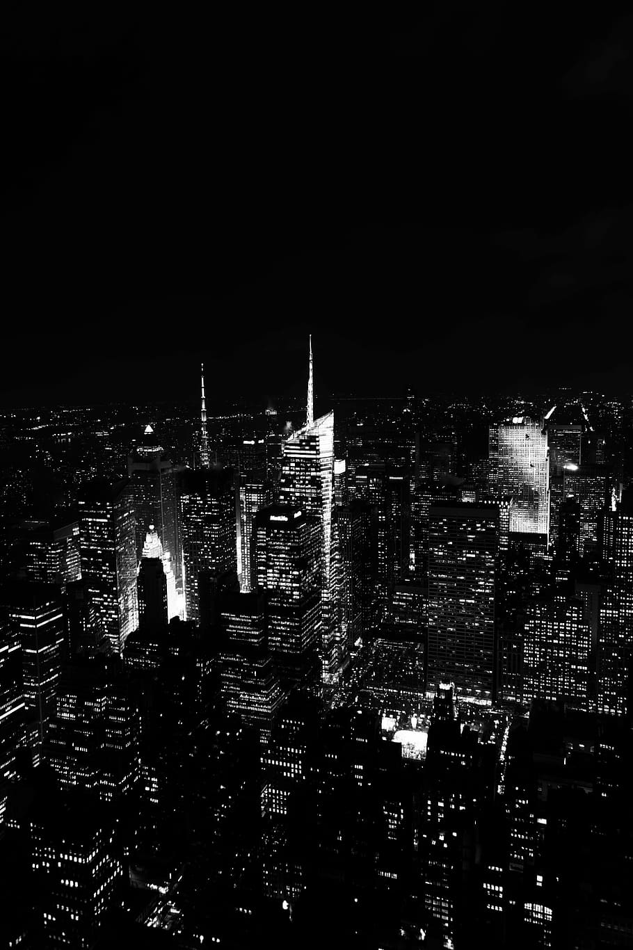 aerial photography of high-rise buildings during nighttime HD wallpaper