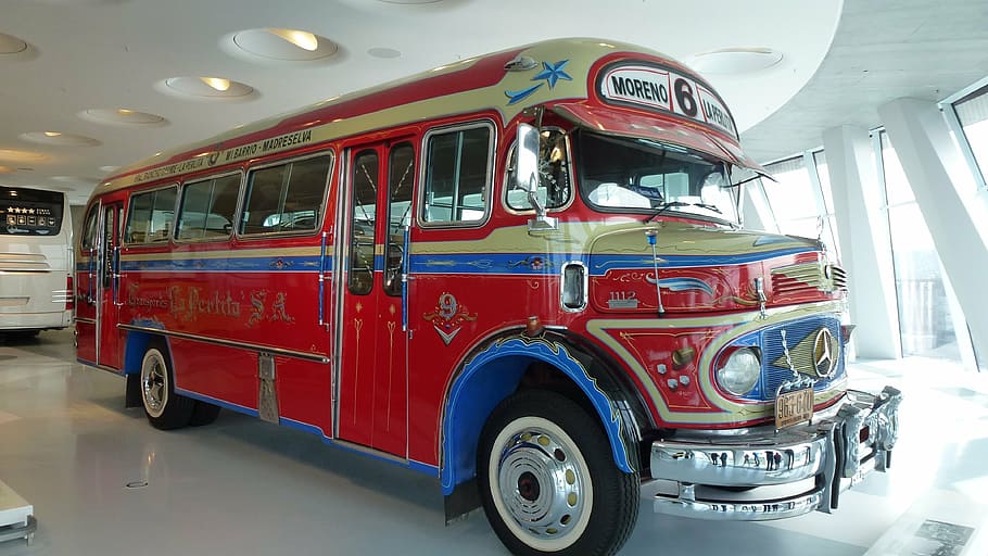 mercedes benz, bus, old, oldtimer, red, old car, museum, mode of transportation HD wallpaper
