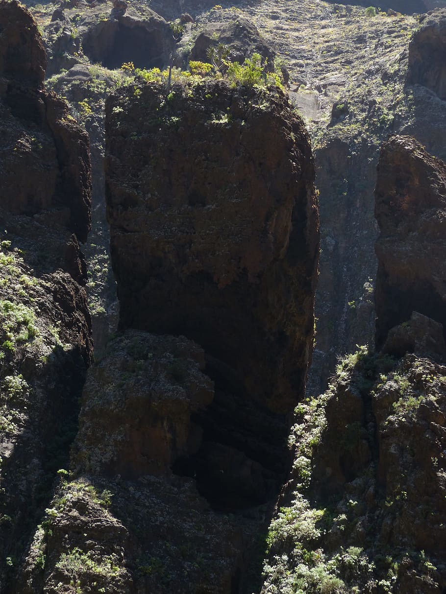 Boulders, Rock, Masca, Ravine, Gorge, masca ravine, hike, tenerife, HD wallpaper