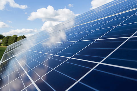 blue and white solar panel at daytime, photovoltaic, solar system HD wallpaper