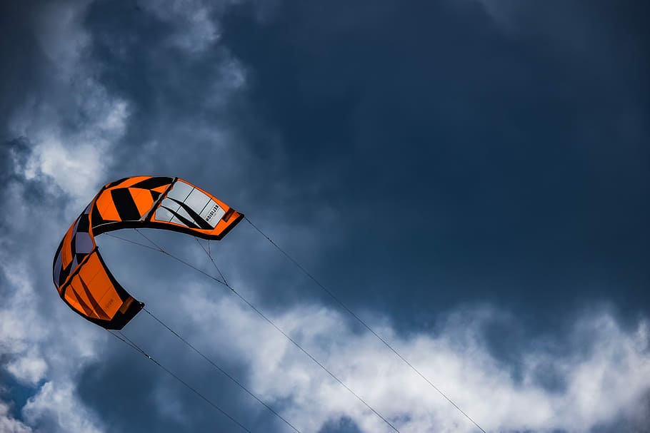 sky, kite board, wind, sport, extreme, action, kiteboarding, HD wallpaper
