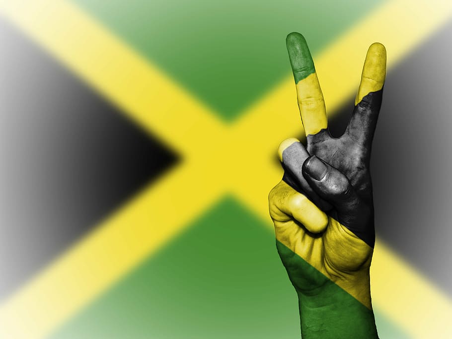 right human hand painted with Jamaican flag, peace, nation, background, HD wallpaper