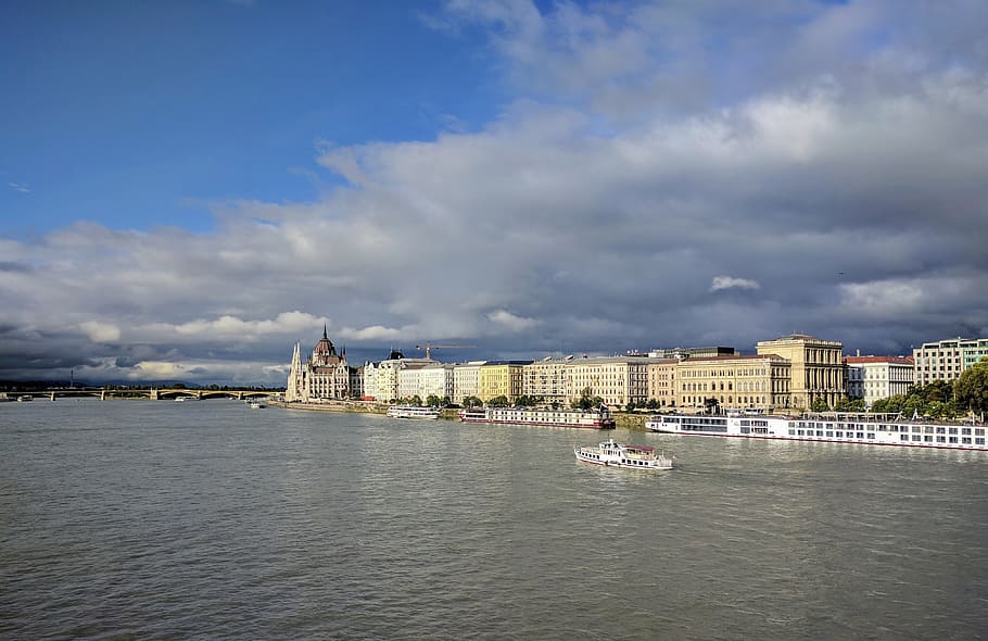 budapest, danube, ship, cityscape, water, panorama, travel HD wallpaper
