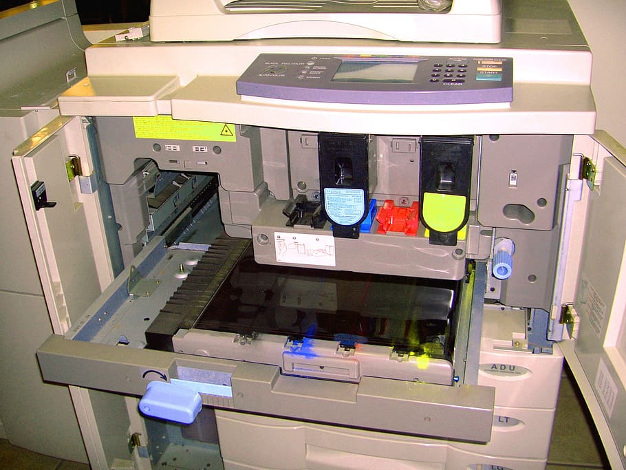 gray and white photocopier, Inside, Toner, Printer, equipment, HD wallpaper
