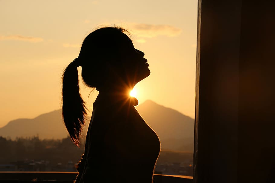 Silhouette, Twilight, Fresh, Sunset, woman, one person, one woman only HD wallpaper