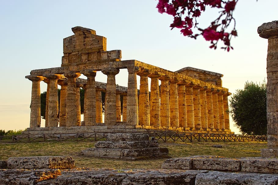 Delhi, Greece, Italy, Antique, Greek Temple, ancient ruins, columns, HD wallpaper