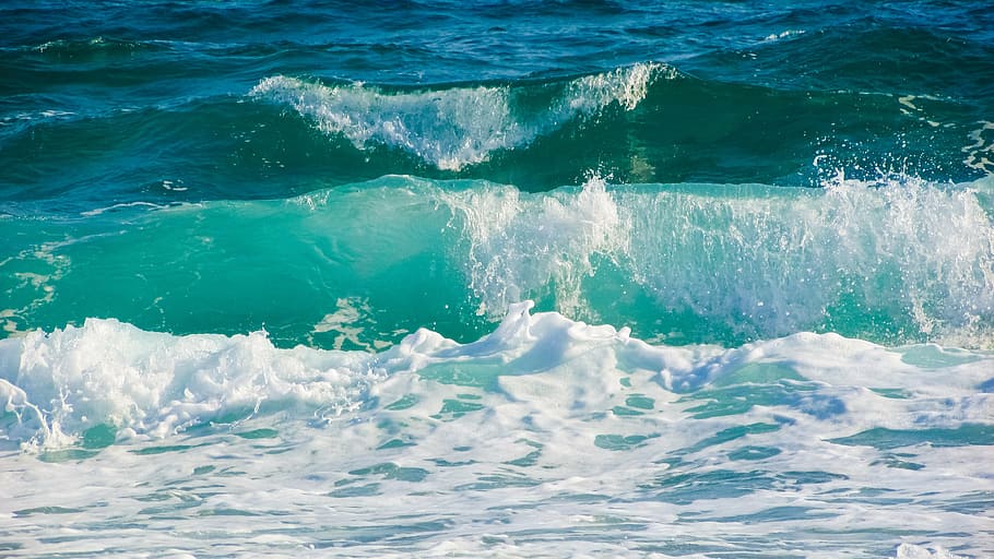 photo of beach waves during daytime, bubbles, foam, spray, energy HD wallpaper