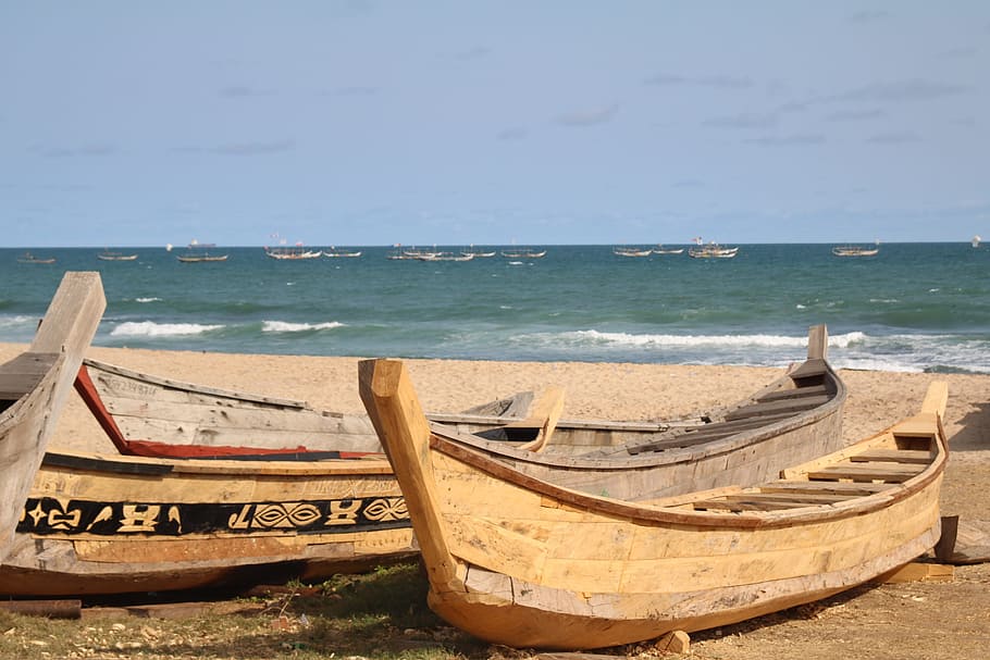 Boats, Wooden, Shipbuilder, Ghana, wooden boat, coast, fishing boats, HD wallpaper