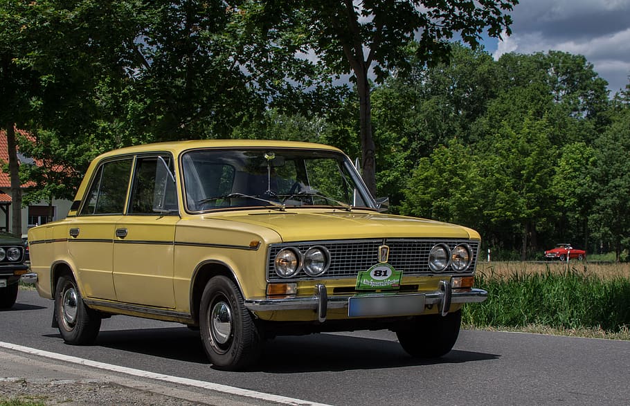 auto, lada, oldtimer, classic, vehicle, transport system, road HD wallpaper