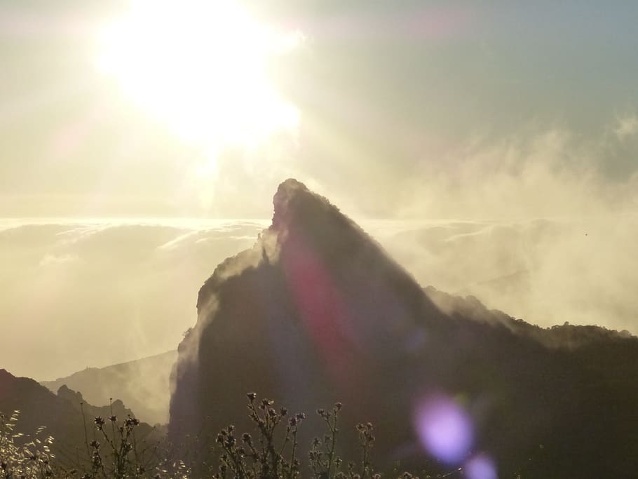 fog, shadow, hispanic, mystical, clouds, mountain, mountain peak HD wallpaper