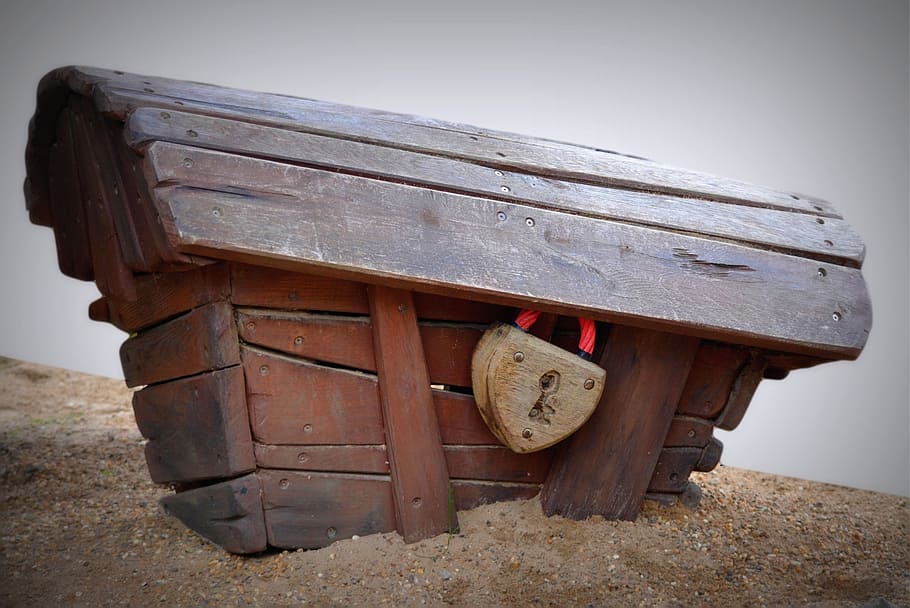 brown wooden chest on sand, coffin, treasury, lock, my love HD wallpaper