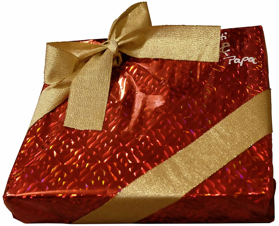 gift, loop, packaging, red, packed, christmas, gold, gift tape HD wallpaper
