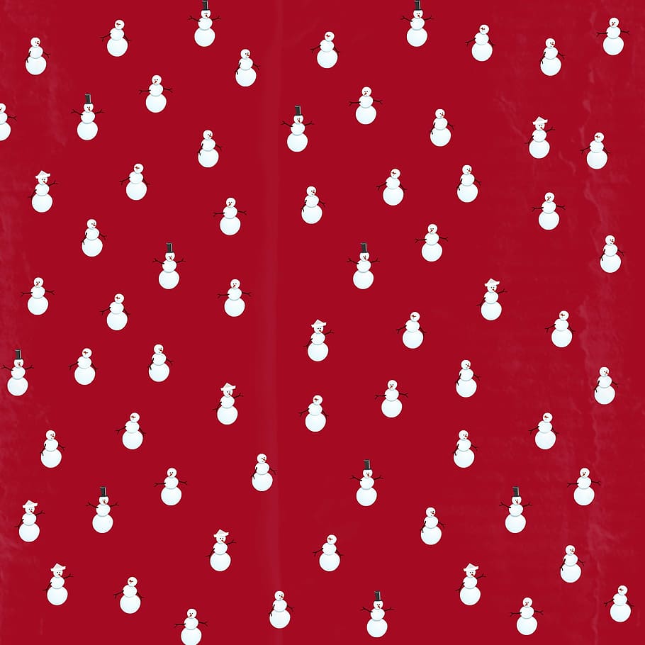 HD wallpaper: red and white snowman print cloth, background, paper ...