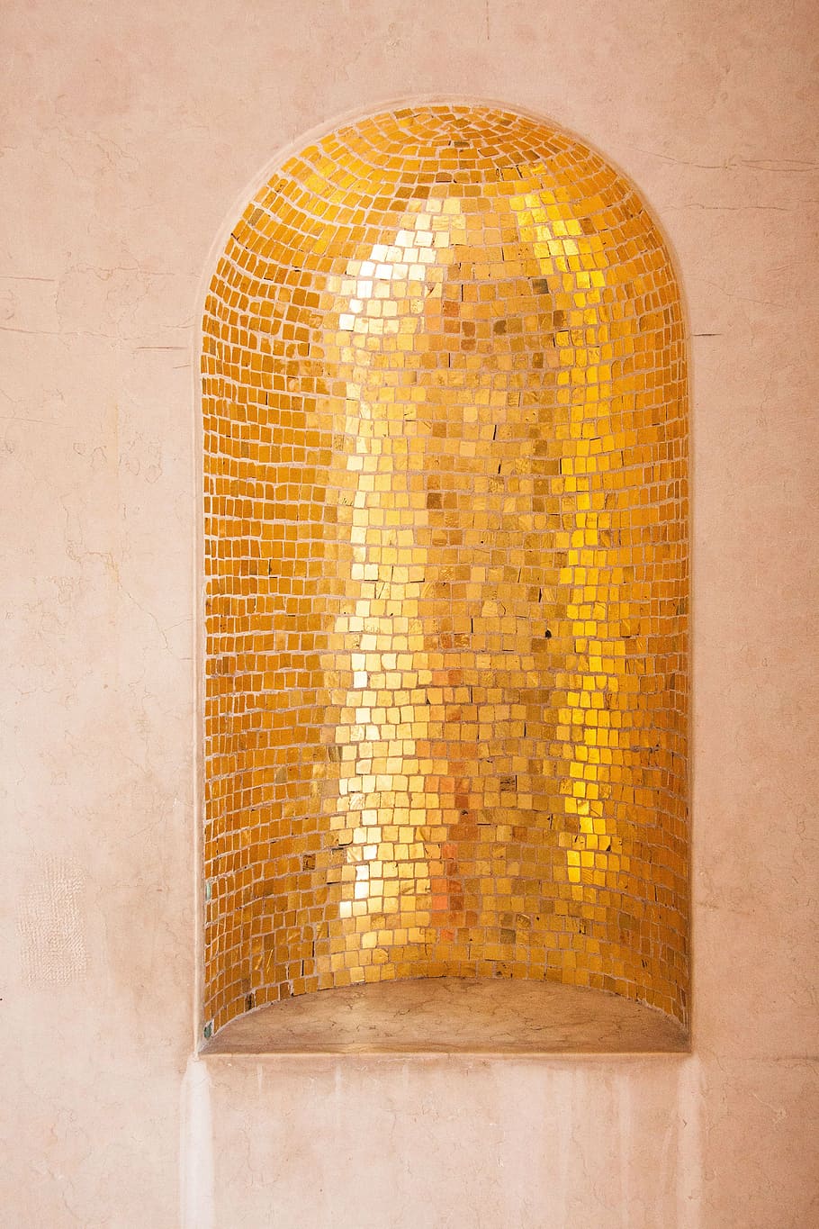 mosaic, gold, niche, wall niche, yellow, indoors, wall - building feature, HD wallpaper