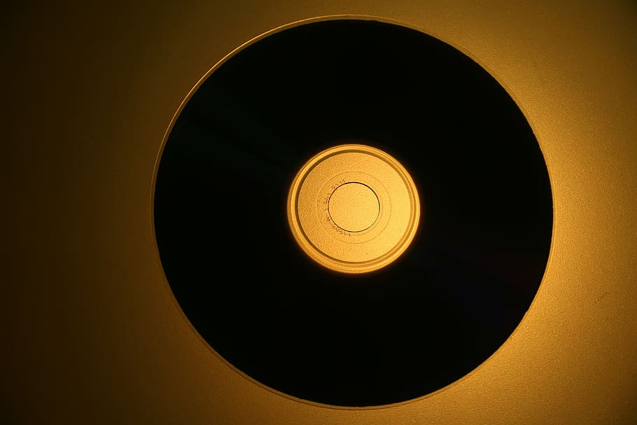 compact disc, cd, music, music disc, recording, play, about, golden yellow, HD wallpaper