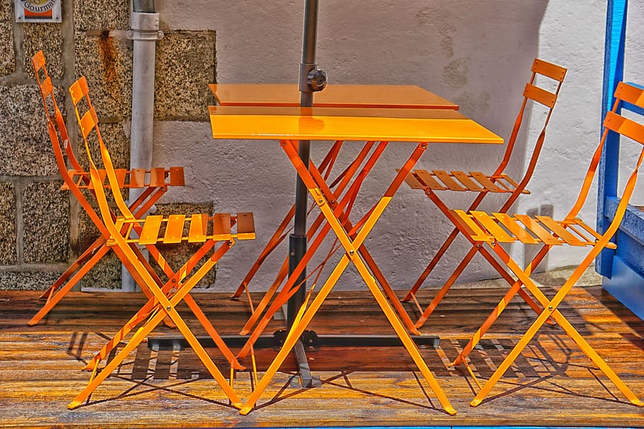 Tables, Chairs, Coffee, Bar, Terrace, restaurant table, summer HD wallpaper