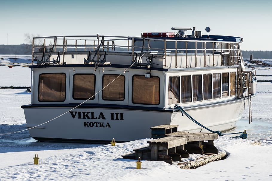 Winter, Ship, Dock, Sea, winter landscape, frost, finnish, eagle HD wallpaper
