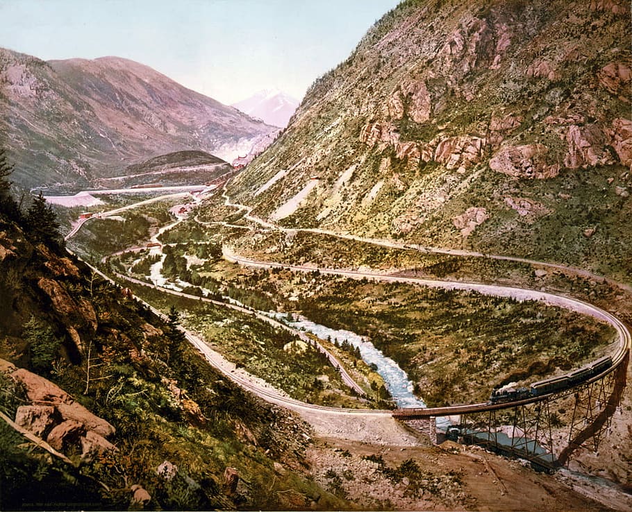 Georgetown Loop of the Colorado Central Railroad in Colorado 1899, HD wallpaper