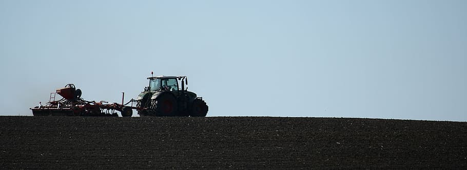tractor, agriculture, mark, transportation, sky, copy space HD wallpaper