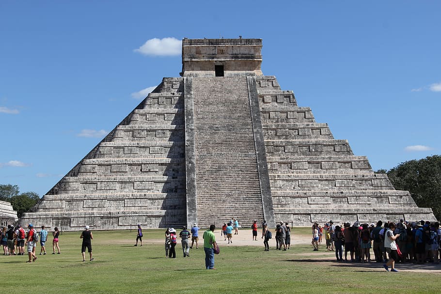 chichen itza, maya, mexico, group of people, tourism, travel destinations HD wallpaper