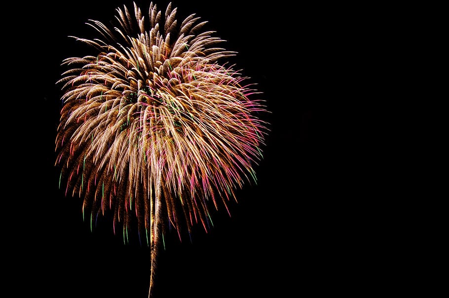 Rocket, Fireworks, moerenuma, night, firework display, firework - man made object HD wallpaper